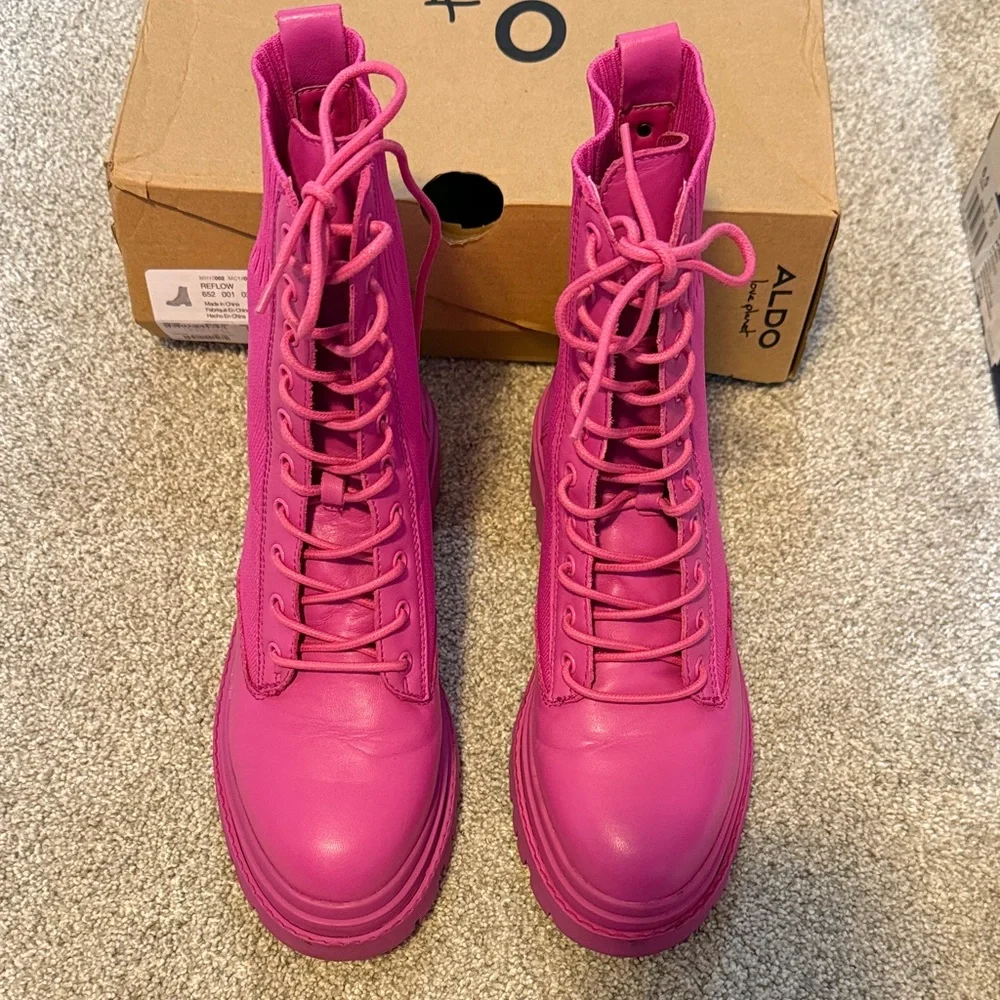 Aldo Women's Reflow Fuchsia Lace-Up Boots - Picture 7 of 10